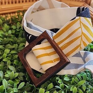Vintage Cloth Belt With Wooden Buckle